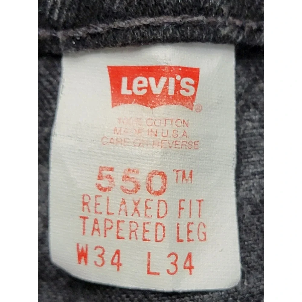 Levi's 550 Jeans Mens 34x34 Gray‎ Denim Relaxed Fit USA Tapered Leg Streetwear